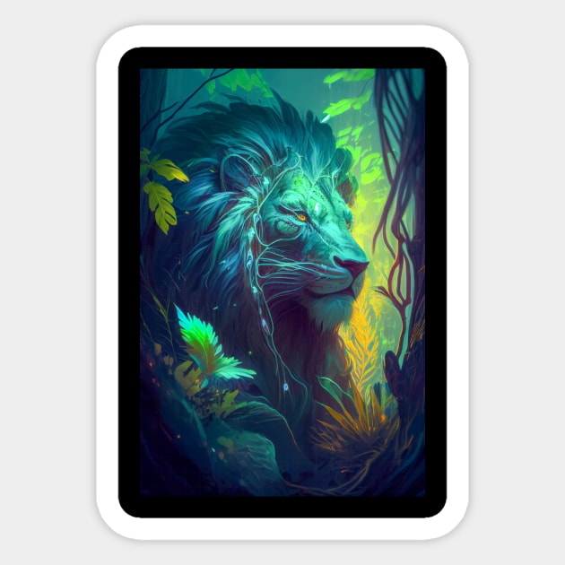 Lion Animal Portrait Painting Wildlife Outdoors Adventure Sticker by Cubebox